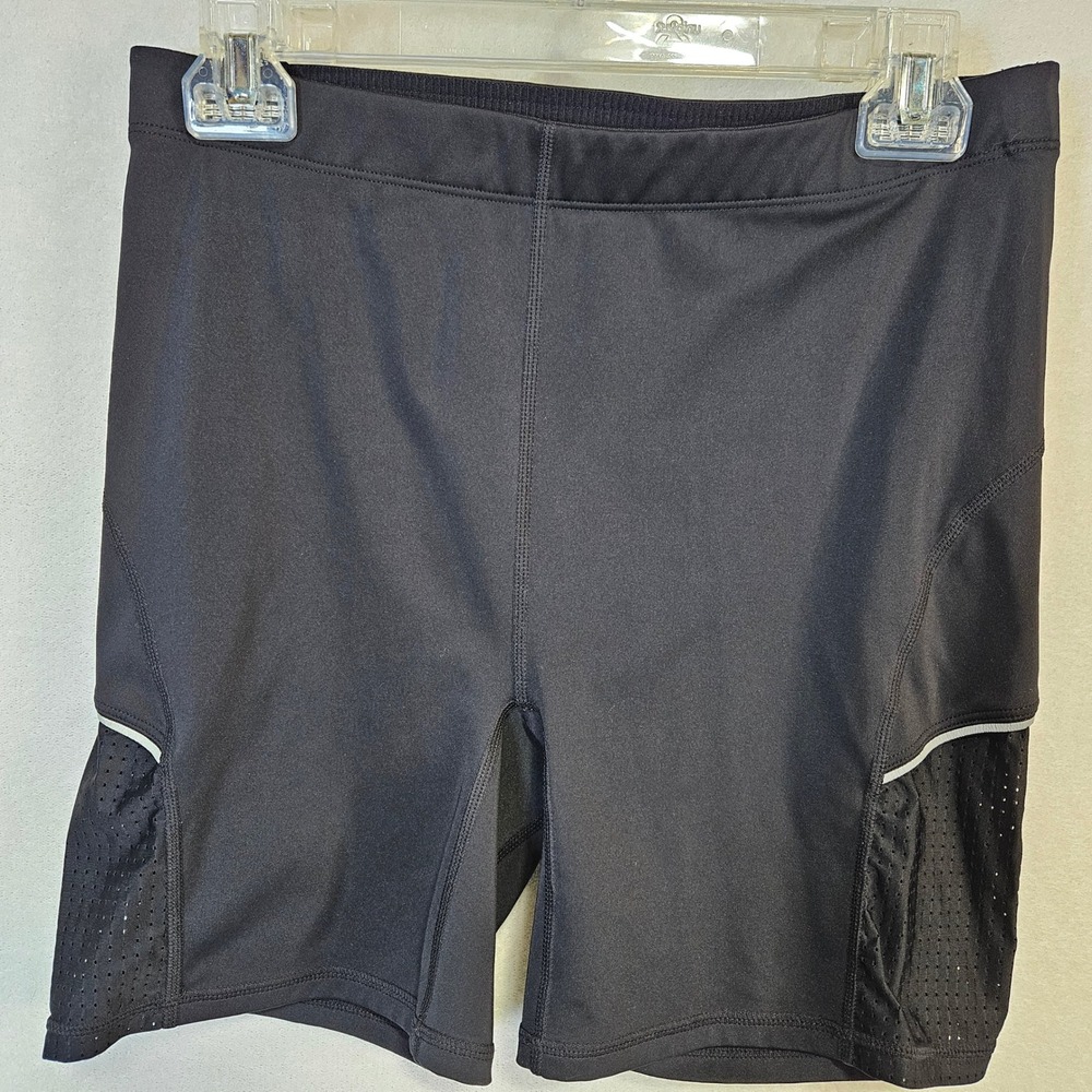 Fabletics Womens Black Mesh‎ Panel Running Shorts Reflective Trim Size S